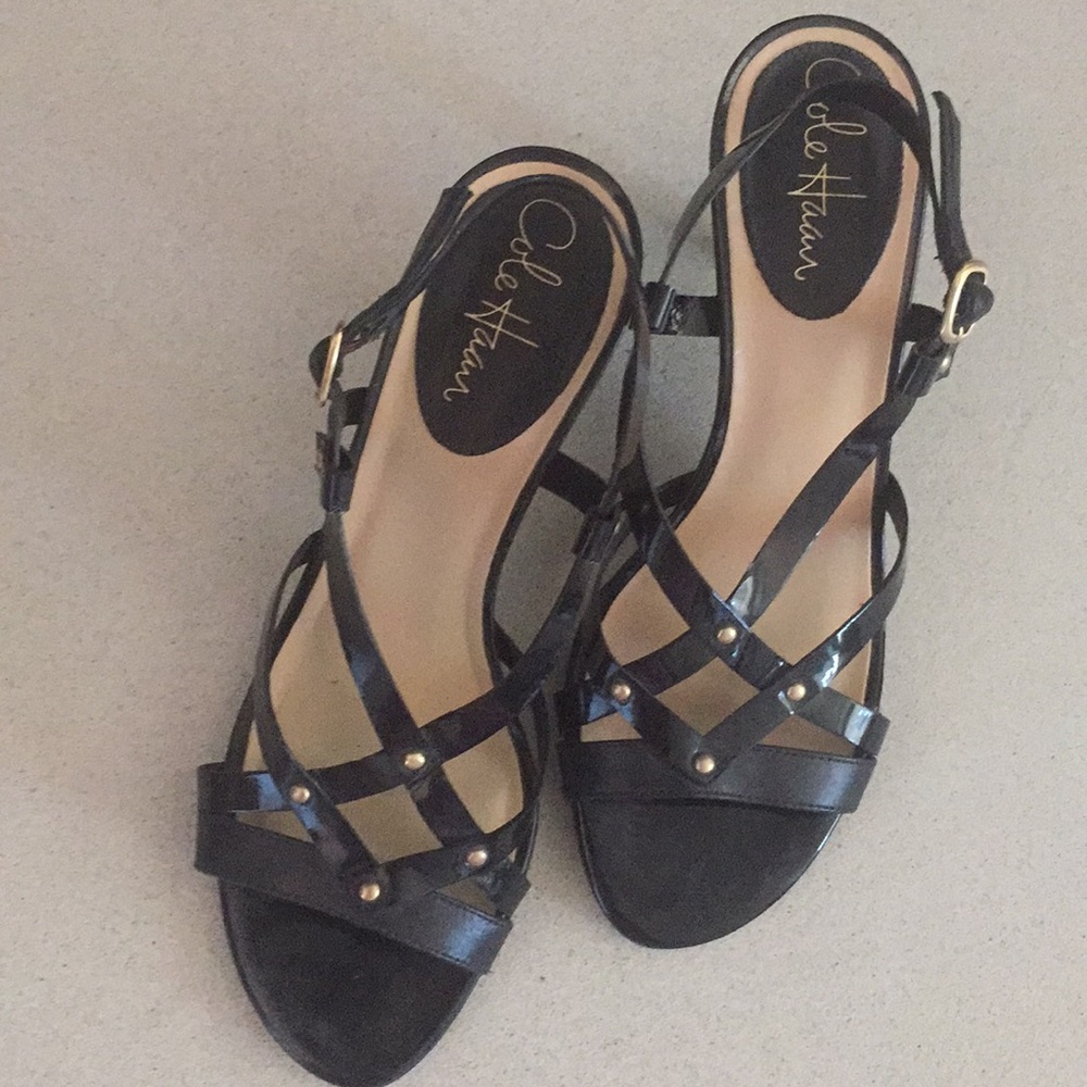 Cole Haan patent sandals nearly new